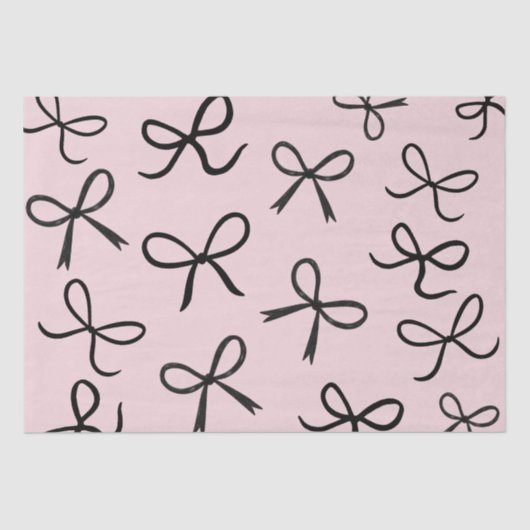 Trendy Schattigee Little Black Bows Pink Tissuepapier (Voorkant)