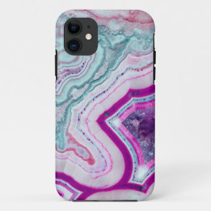 Trendy Schattigee Turquoise Paarse stenen geode iPhone 11 Hoesje