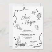 Trendy Scribble Doodle Script bruiloft uitnodiging (Voorkant)