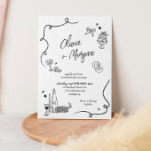 Trendy Scribble Doodle Script bruiloft uitnodiging