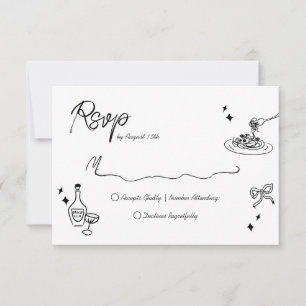 Trendy Scribble Doodle Script Wedding RSVP Kaartje