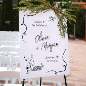 Trendy Scribble Doodle Script Wedding Welkom Poster