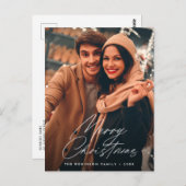 Trendy script belettering vrolijk kerstfeest briefkaart (Voorkant / Achterkant)
