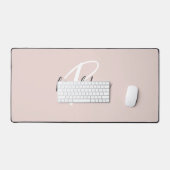 Trendy Script Blush Roze Grijs Monogram Naam Bureaumat (Keyboard & Muis)