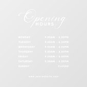 Trendy Script Business Opening Hours Transparent Raamsticker (Vel)