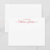 Trendy Script Calligraphy A Note from Bright Red Notitiekaartje (Voorkant / Achterkant)