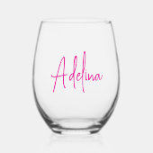 Trendy Script Custom Name Wedding Bridesmaid Favor Wijnglas Zonder Voet (Voorkant)