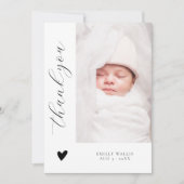 Trendy Script Elegant Photo Baby shower Bedankkaart (Voorkant)