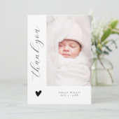 Trendy Script Elegant Photo Baby shower Bedankkaart (Staand voorkant)
