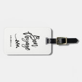 Trendy Script en Leaves | Bon Voyage Bagagelabel (Voorkant horizontaal)