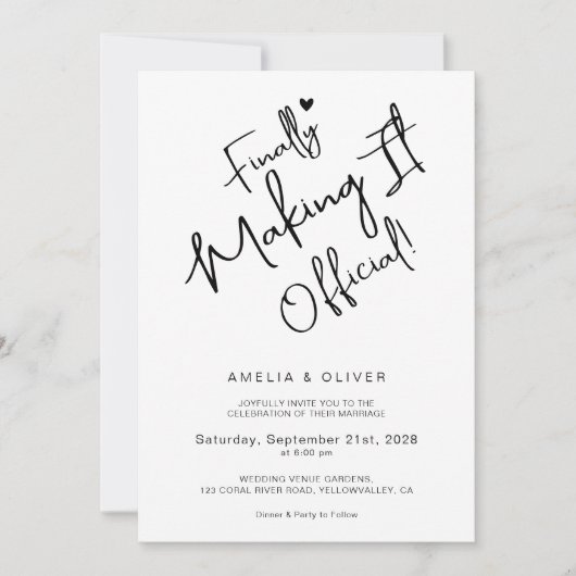 Trendy Script Finally Making It Official Wedding Kaart (Voorkant)