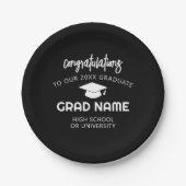 Trendy Script Graduation Party - Zwart Papieren Bordje (Voorkant)