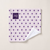 Trendy Script Initiaal Bloemen Blush Violet Gestre Bad Handdoek (Wasdoekje)