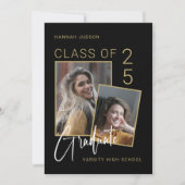 Trendy Script Klasse van 25 Foto Graduation Party Aankondiging (Voorkant)
