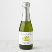 Trendy Script Lemons Limoncello Small Bottle Label Sparkling Wijnetiket (Voorkant)
