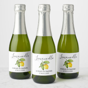 Trendy Script Limoncello Lemon Small Bottle Label Sparkling Wijnetiket