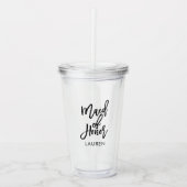 Trendy Script "Maid of Honor" Bruiloft Acryl Drinkbeker (Voorkant)