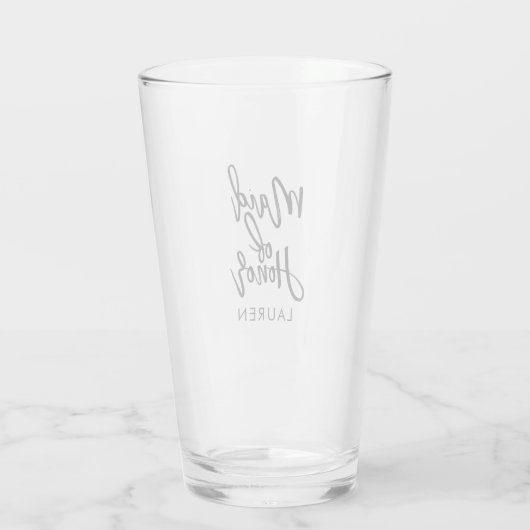 Trendy Script "Maid of Honor" gepersonaliseerd Glas (Achterkant)