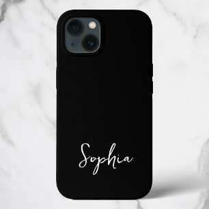 Trendy Script Modern Custom Signature Name Black iPhone 13 Hoesje