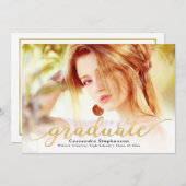 Trendy Script Modern Gold Photo Afstuderen Kaart (Voorkant / Achterkant)