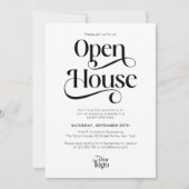 Trendy Script Modern Logo Business Open House Kaart (Voorkant)