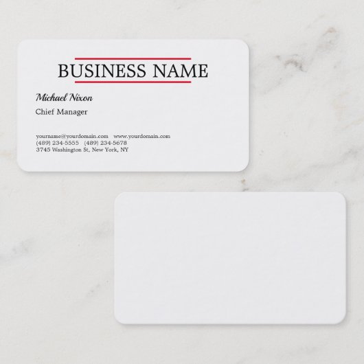 Trendy Script Modern Professional Plain Minimalist Visitekaartje (Voorkant / Achterkant)