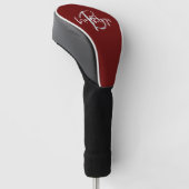 Trendy Script Monogram Burgundy Grijs Wit Golfheadcover (Schuin)