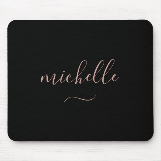 Trendy Script Monogram Zwarte Goud Muismat (Voorkant)