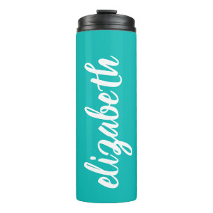 Trendy Script Name op Turquoise Thermosbeker
