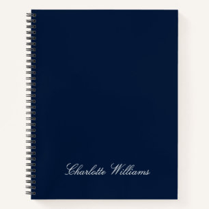 Trendy Script Navy Blue Minimalistisch Monogram Notitieboek