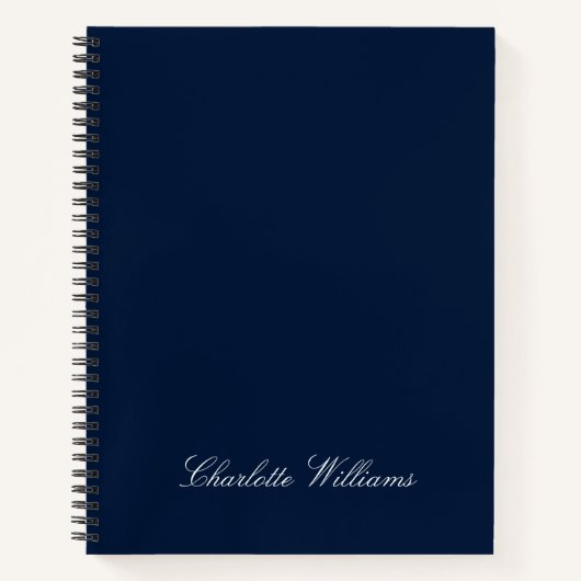 Trendy Script Navy Blue Minimalistisch Monogram Notitieboek (Voorkant)