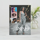 Trendy Script Overlay 4 Foto Collage Afstudeerfees Aankondiging (Staand voorkant)