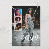 Trendy Script Overlay 4 Foto Collage Afstudeerfees Aankondiging (Voorkant / Achterkant)