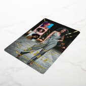 Trendy Script Overlay 4 Fotocollage Afstuderen Folie Uitnodiging (Gedraaid)