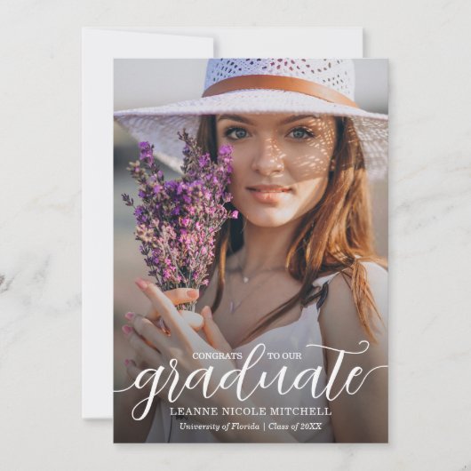 Trendy Script Overlay Afstuderen Aankondiging (Voorkant)