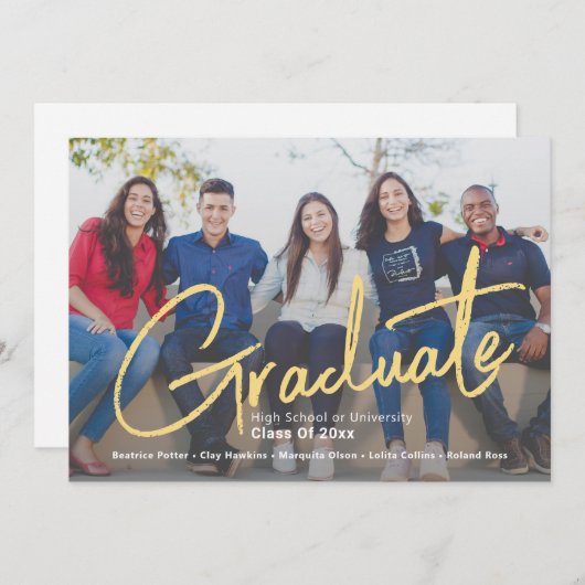 Trendy Script Overlay | Eén Afstuderen van de foto Aankondiging (Voorkant / Achterkant)