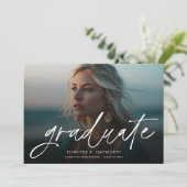 Trendy Script Overlay Multi Photo Afstuderen Aankondiging (Staand voorkant)
