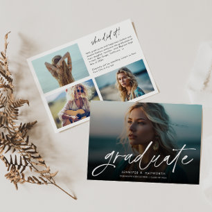 Trendy Script Overlay Multi Photo Afstuderen Aankondiging
