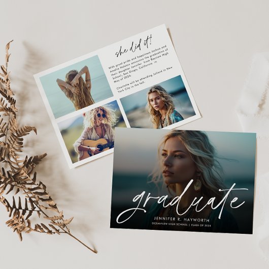 Trendy Script Overlay Multi Photo Afstuderen Aankondiging