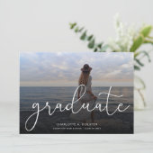 Trendy Script Overlay Multi Photo Afstuderen Aankondiging (Staand voorkant)