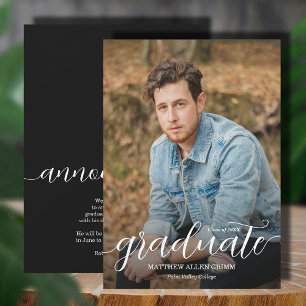 Trendy Script Overlay Photo Afstuderen Aankondiging