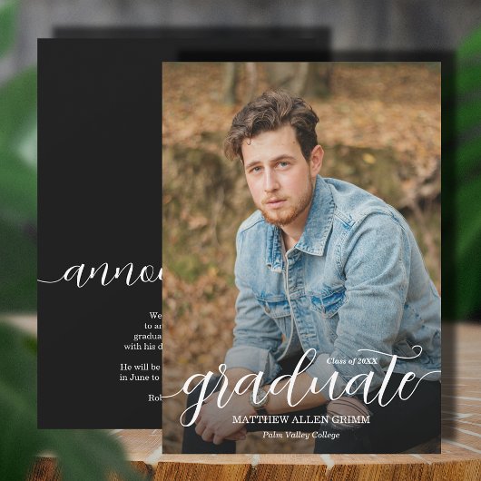 Trendy Script Overlay Photo Afstuderen Aankondiging