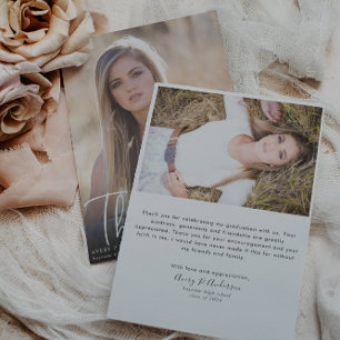 Trendy Script Overlay Photo Graduation Merci