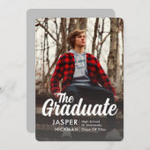 Trendy Script Overlay Silver | Foto-Afstuderen Aankondiging (Voorkant / Achterkant)