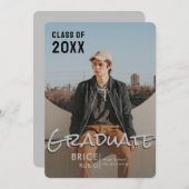 Trendy Script Overlay Silver | Foto-Afstuderen Aankondiging (Voorkant / Achterkant)