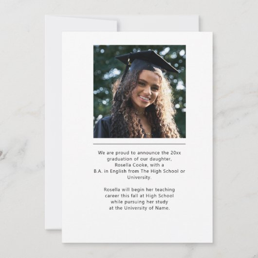 Trendy Script Overlay | Twee foto-Afstuderen Aankondiging (Achterkant)