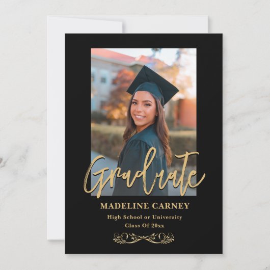 Trendy Script Overlay | Twee foto-Afstuderen Aankondiging (Voorkant)