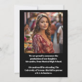 Trendy Script Overlay Two Photo Afstuderen Aankondiging (Achterkant)