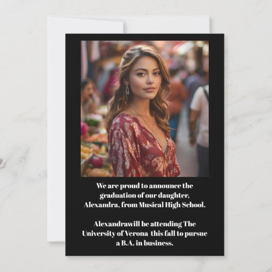 Trendy Script Overlay Two Photo Afstuderen Aankondiging (Achterkant)