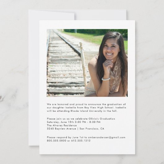 Trendy Script Overlay Two Photo Afstuderen Announ Aankondiging (Achterkant)